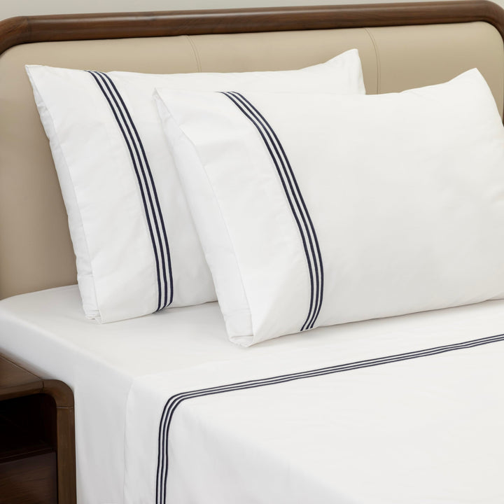Cotton Percale Sheets Set (Blue)
