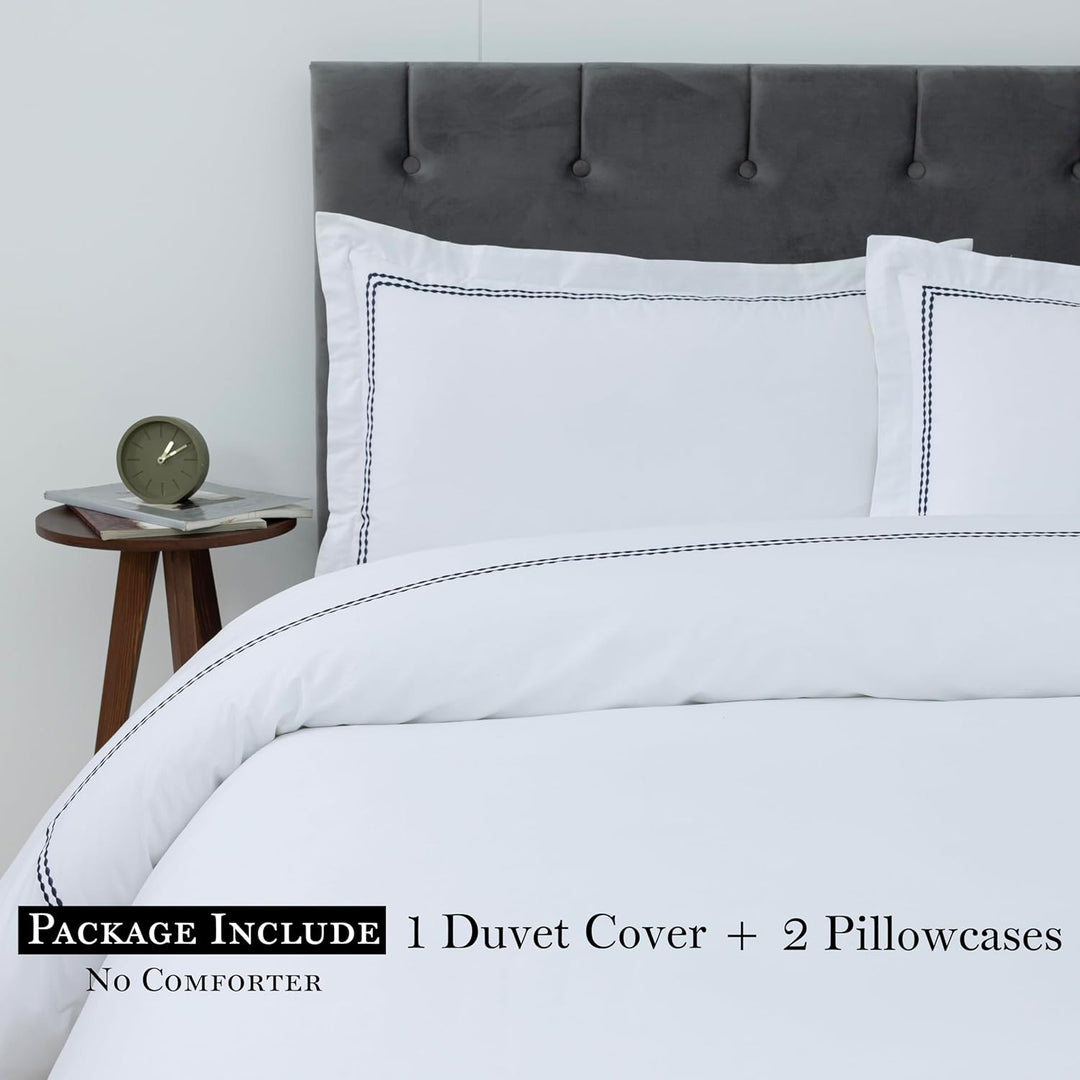 T200 Cotton Embroidered Duvet Covers Set (Blue)