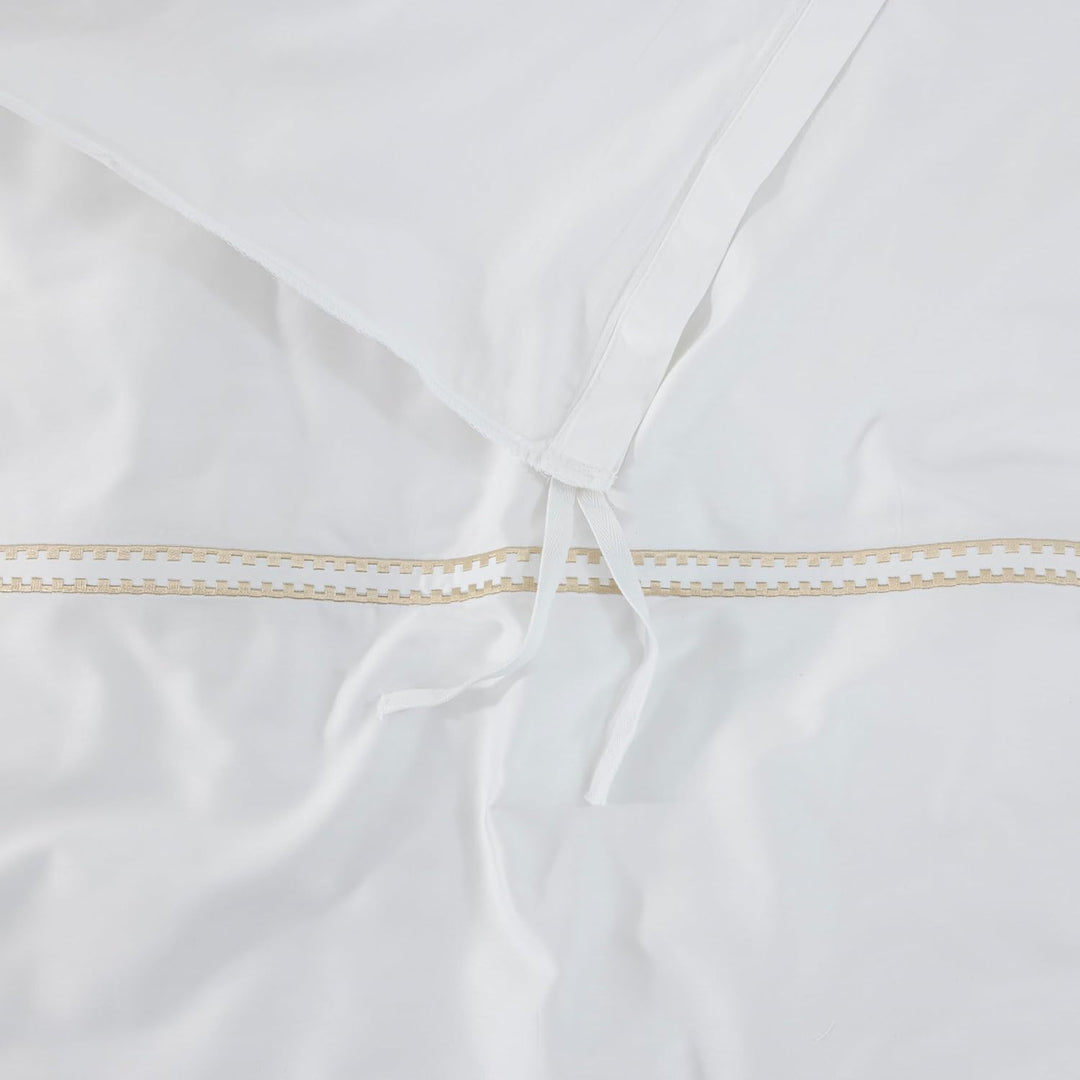 T-300 Cotton Sateen Embroidered Duvet Cover Set (Gold)