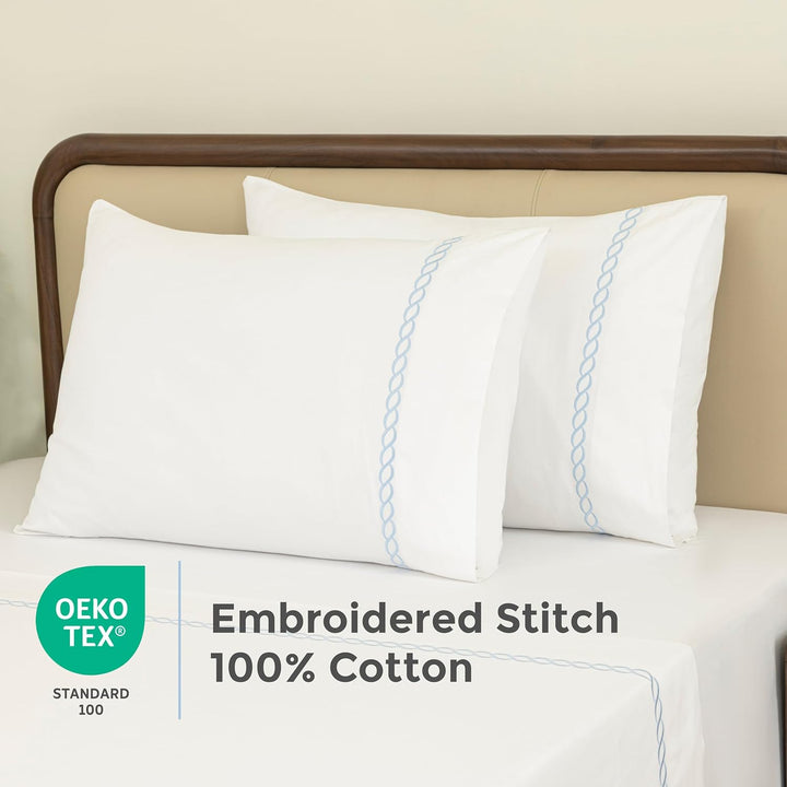100% Cotton Sheets Set (Rope Sky Blue)