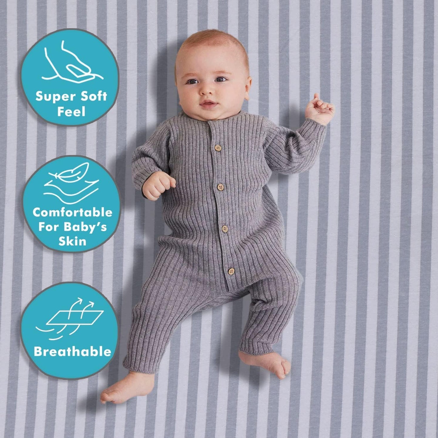 Dreamology Crib Sheets for Girls,Boys,2 Pack,100% Cotton Standard Crib Sheets | Soft and Breathable | Cotton Crib Sheet Fitted and Toddler Mattress Sheet,28x52 Mattress Sheet | Grey/Silver Grey