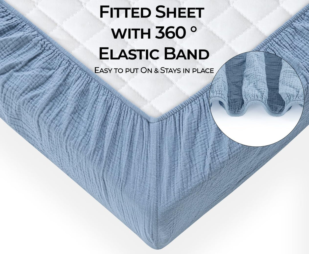 Muslin Crib Sheets Unisex Blue/Light Blue (Mini)