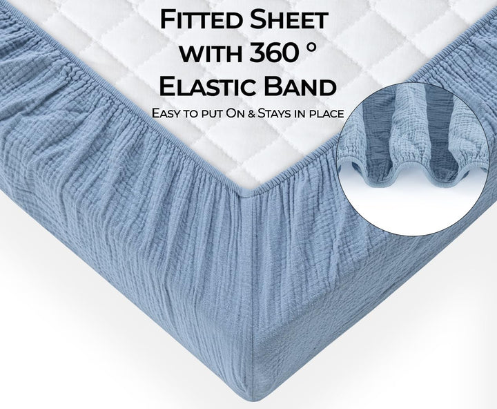Muslin Crib Sheets Unisex Blue/Light Blue (Mini)