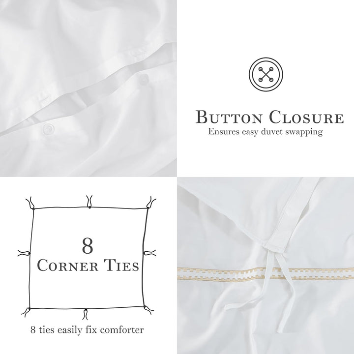 T-300 Cotton Sateen Embroidered Duvet Cover Set (Gold)