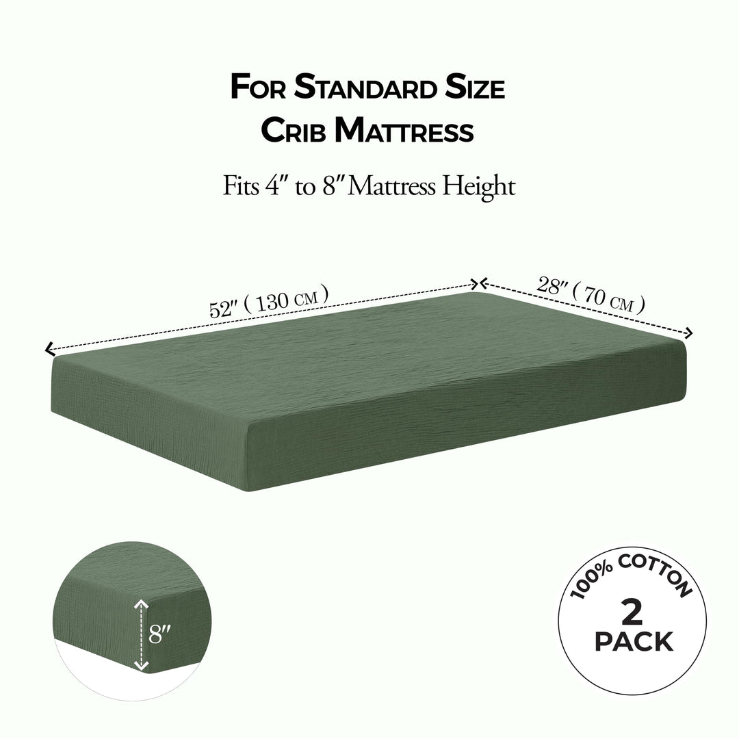 Muslin Crib Sheets Unisex Green/Light Green (Standard)