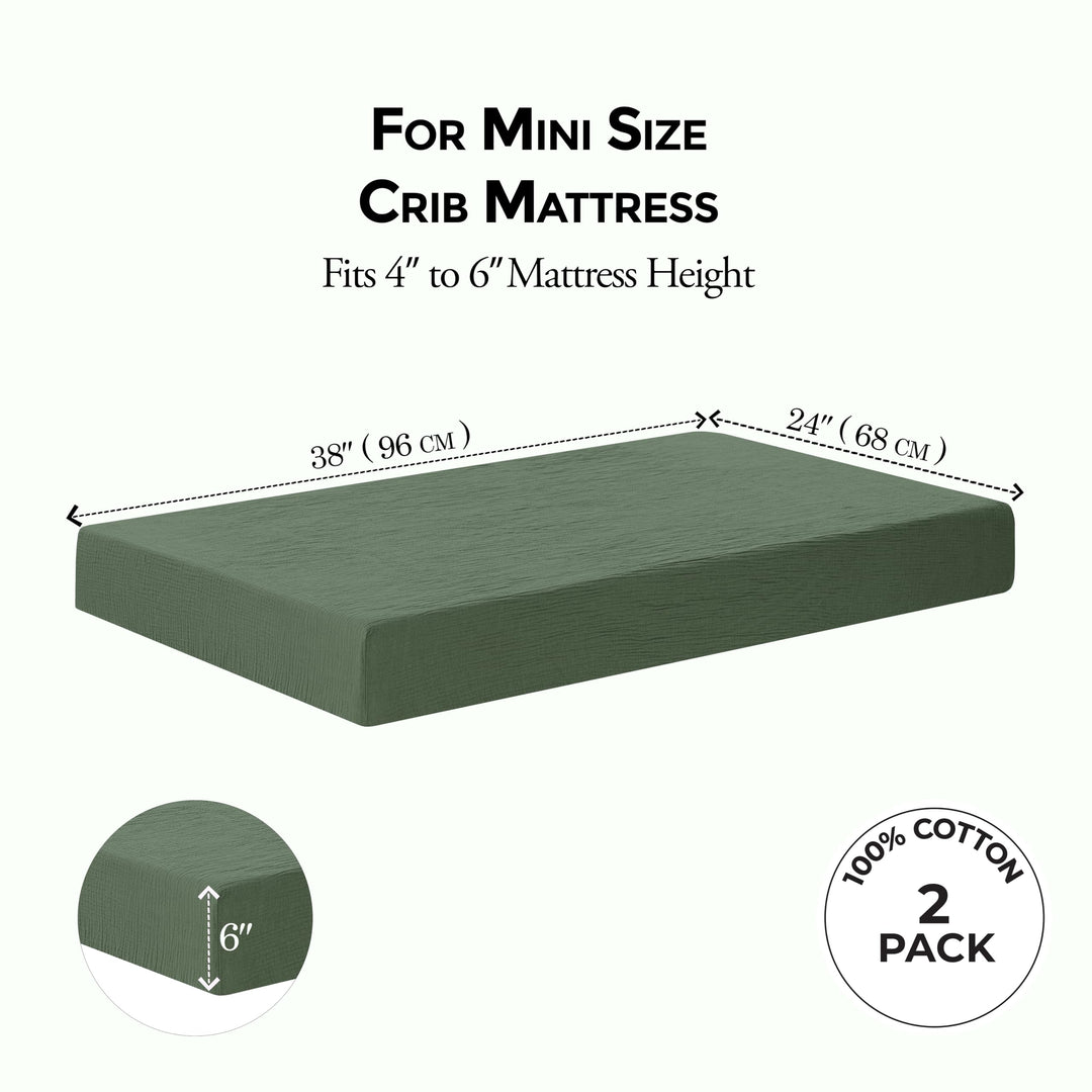 Muslin Crib Sheets Unisex Green/Light Green (Mini)