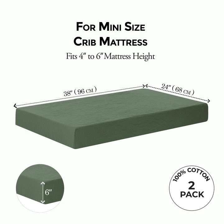 Muslin Crib Sheets Unisex Green/Light Green (Mini)