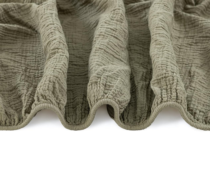 Muslin Crib Sheets Unisex Olive/Ecru (Standard)