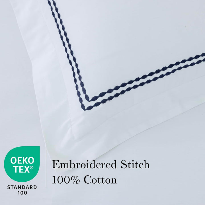 T200 Cotton Embroidered Duvet Covers Set (Blue)