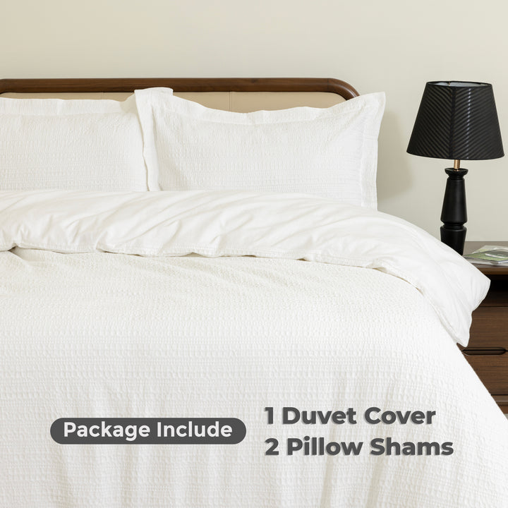 Waffle Weave Duvet Covers Set (White)
