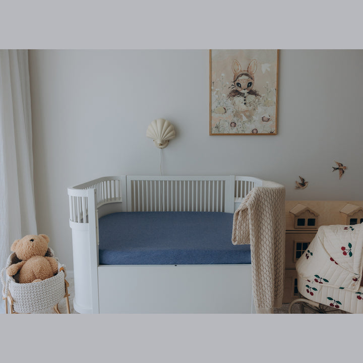 Jersey Crib Mattress Sheets Unisex Denim Blue/Sky Blue (Standard)