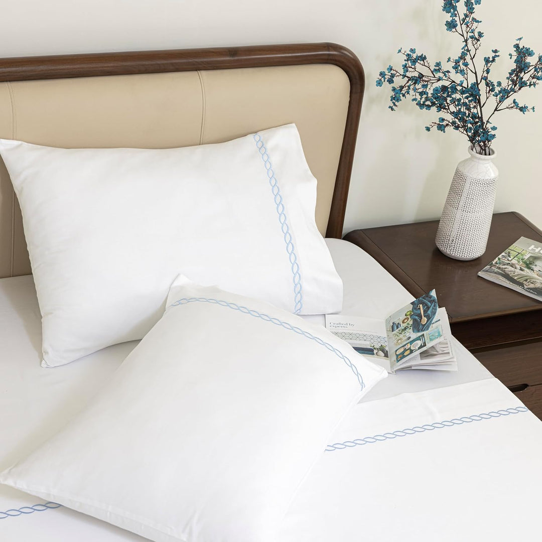 100% Cotton Sheets Set (Rope Sky Blue)