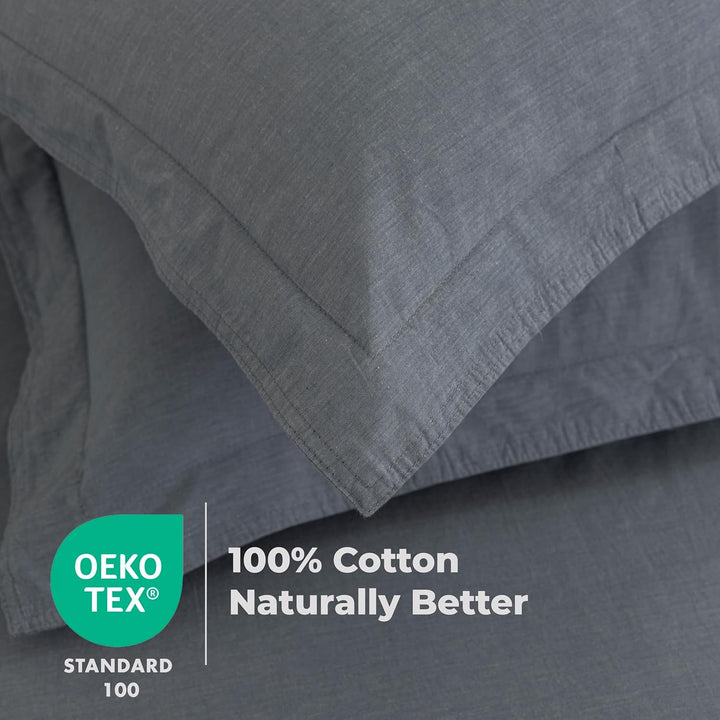 Dreamology White Duvet Cover Luxury Hotel-Quality 100% Cotton Sateen T300 Embroidered Duvet Cover with 2 Pillow Shams Hypoallergenic Button Closure 3 Pieces