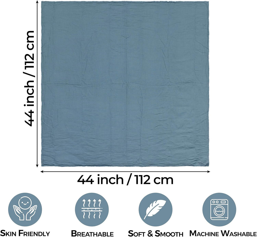 Muslin Swaddle Blankets 3 PACK Blue/Light Blue/Ecru