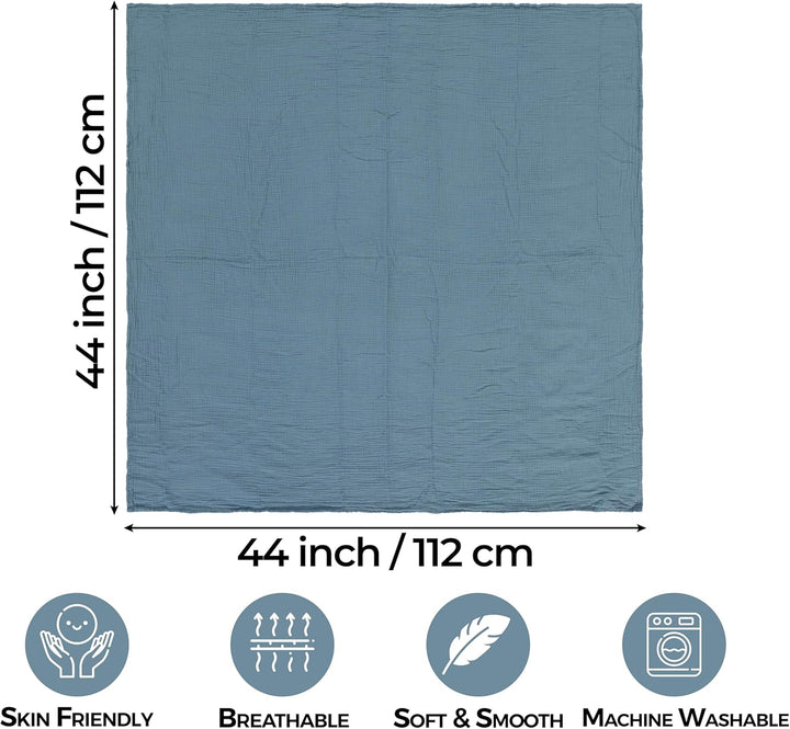 Muslin Swaddle Blankets 3 PACK Blue/Light Blue/Ecru