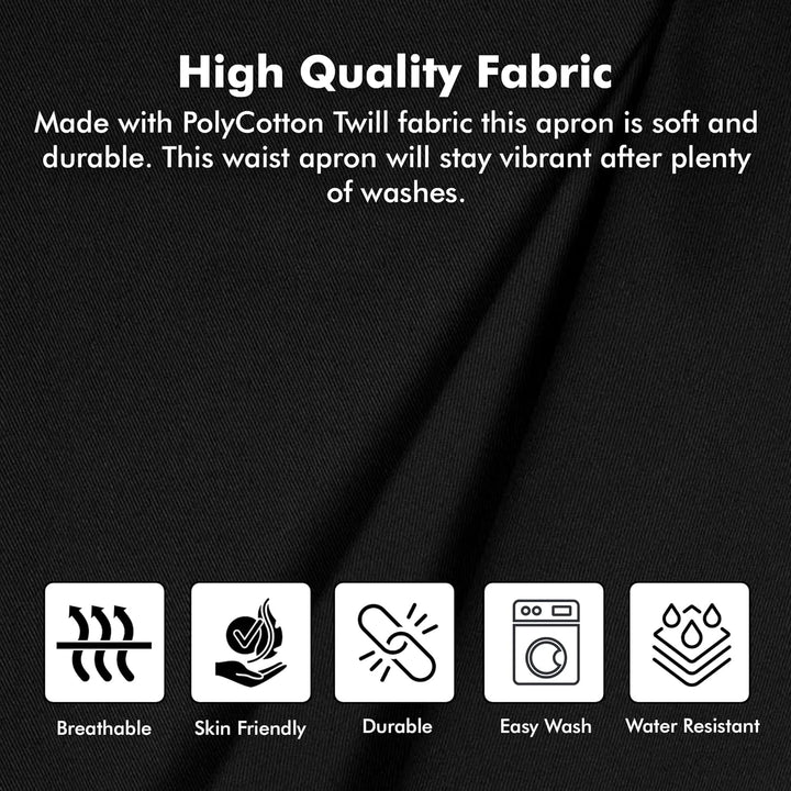 Server, Waist Aprons with 3 Pockets (Black)