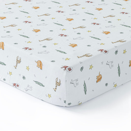 Standard Muslin Crib Sheet,Crib Sheets 1-Pack,100% Cotton For Unisex | Animal