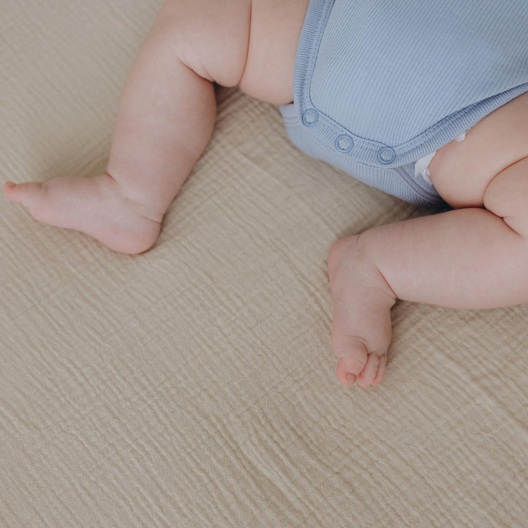 Muslin Crib Sheets Unisex Brown/Ecru (Mini)