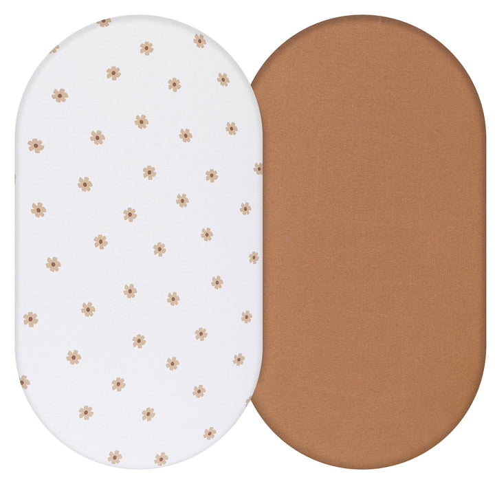 Cotton Bassinet Sheets Unisex (Brown &amp; Flowers)