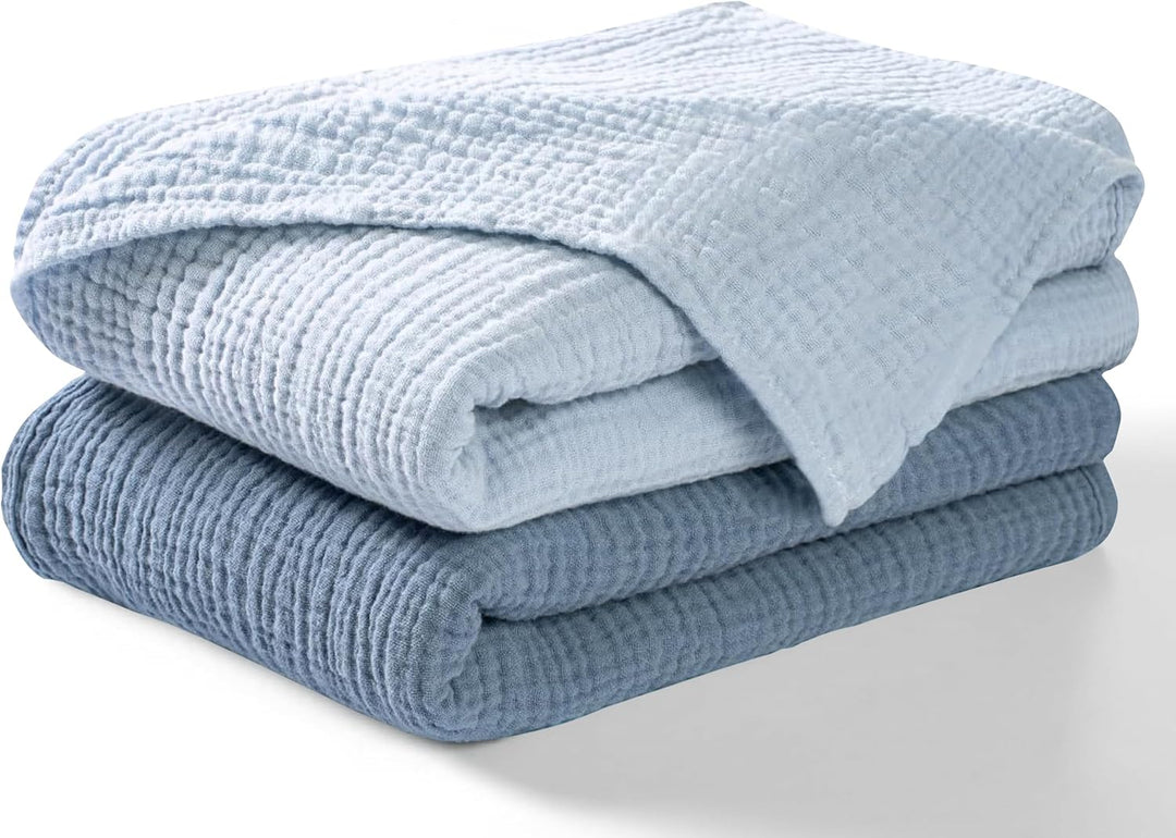 Muslin Swaddle Blankets Unisex Blue/Light Blue 2 Pack