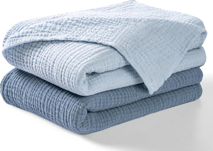 Muslin Swaddle Blankets Unisex Blue/Light Blue 2 Pack