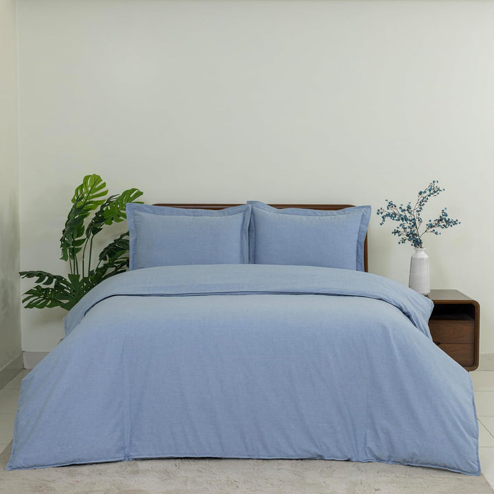 Dreamology White Duvet Cover Luxury Hotel-Quality 100% Cotton Sateen T300 Embroidered Duvet Cover with 2 Pillow Shams Hypoallergenic Button Closure 3 Pieces