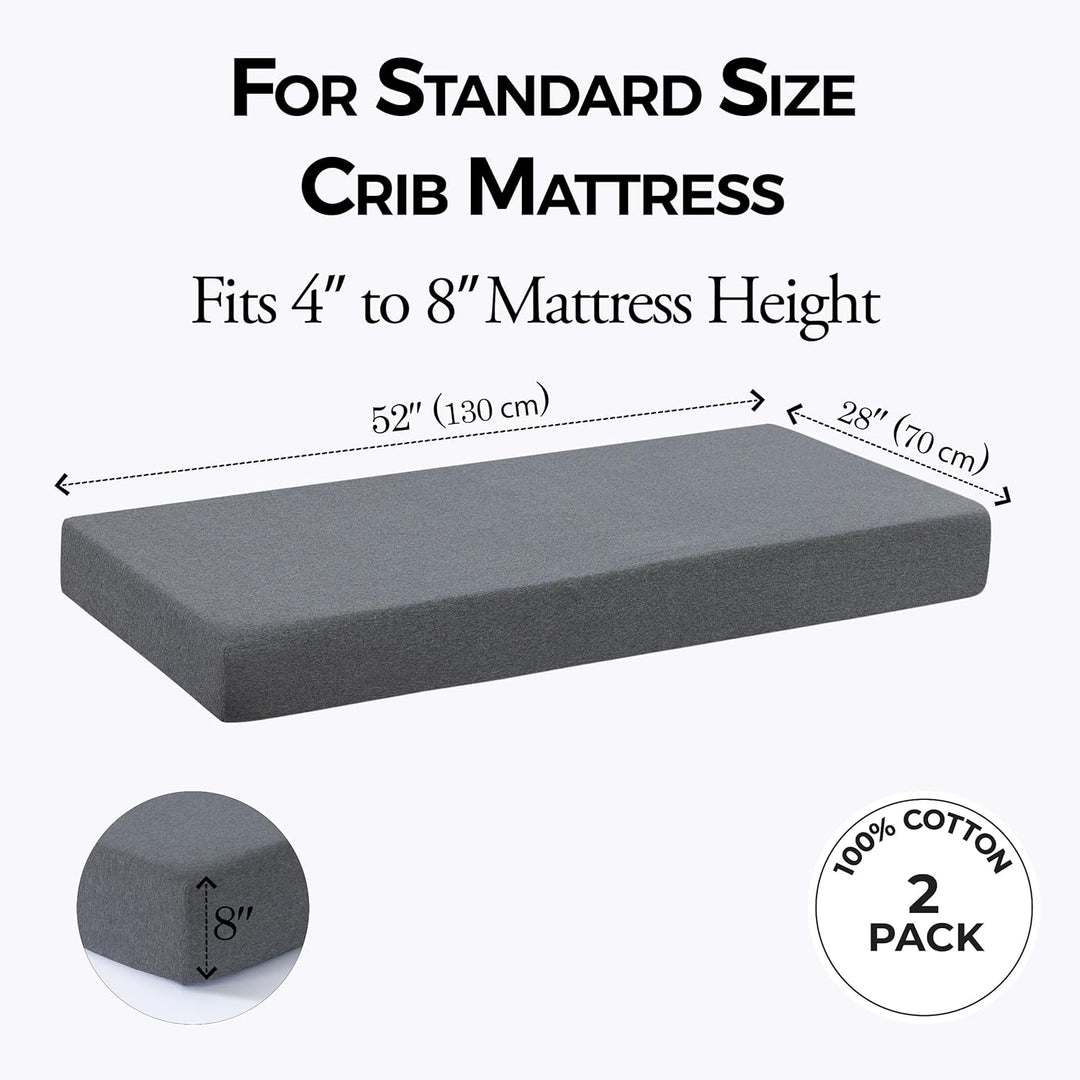 Jersey Crib Mattress Sheets Unisex Dark Grey/Silver Grey (Standard)