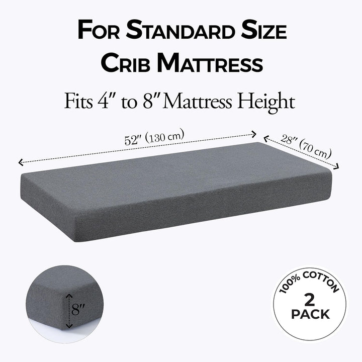 Jersey Crib Mattress Sheets Unisex Dark Grey/Silver Grey (Standard)