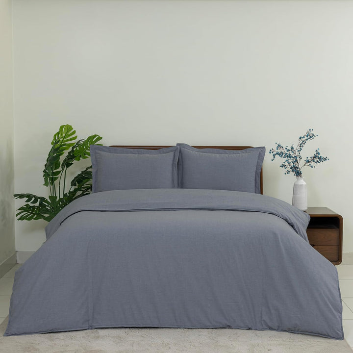 Dreamology White Duvet Cover Luxury Hotel-Quality 100% Cotton Sateen T300 Embroidered Duvet Cover with 2 Pillow Shams Hypoallergenic Button Closure 3 Pieces