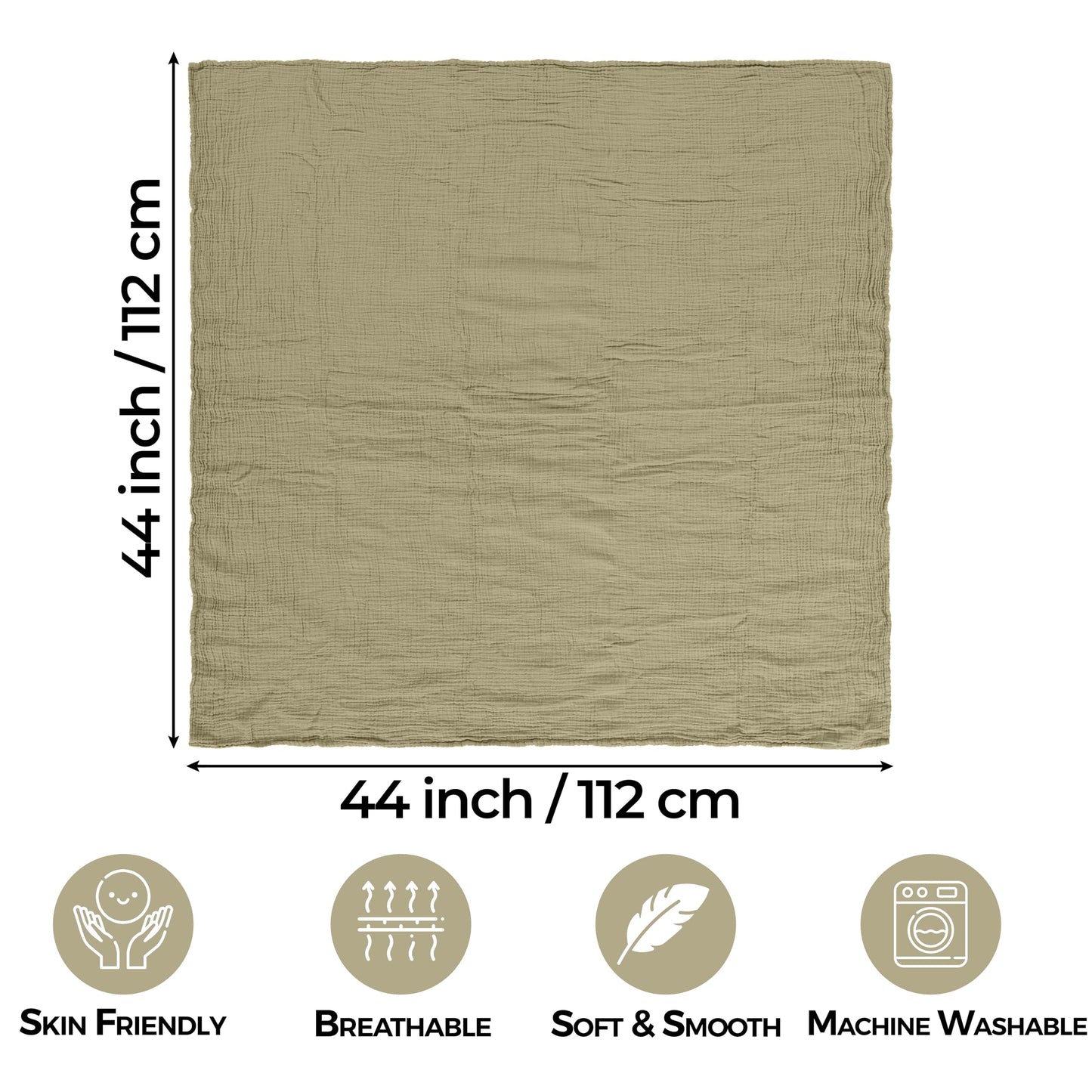 Muslin Swaddle Blankets for Newborn Unisex,2 Pack,100% Cotton | Olive/Acru