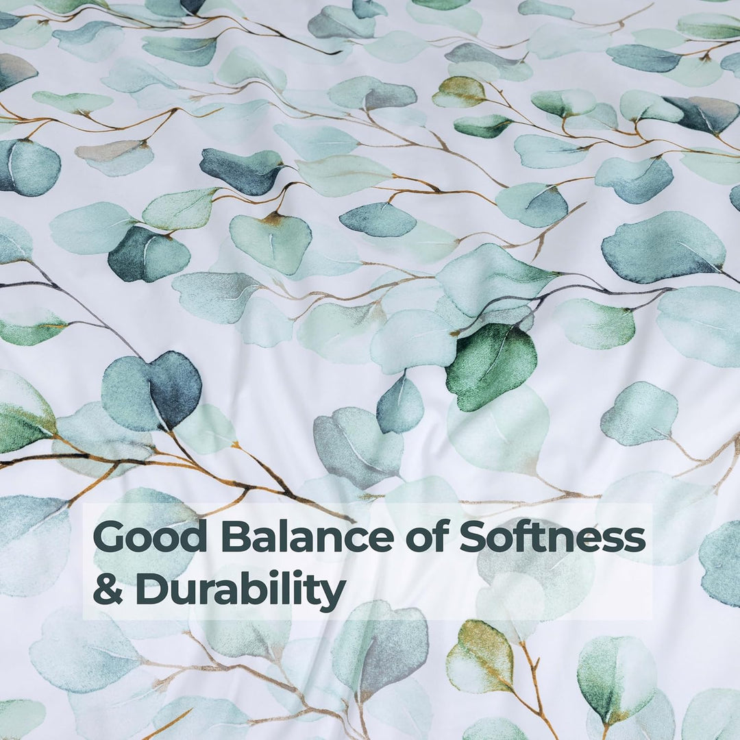 Microfiber Duvet Cover Set (Green Petals)