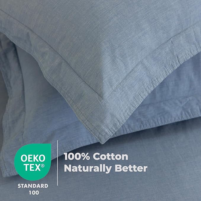 Dreamology White Duvet Cover Luxury Hotel-Quality 100% Cotton Sateen T300 Embroidered Duvet Cover with 2 Pillow Shams Hypoallergenic Button Closure 3 Pieces