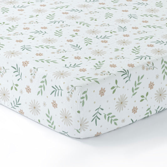 Muslin Crib Sheet,1-Pack,100% Cotton For Unisex | Flowers