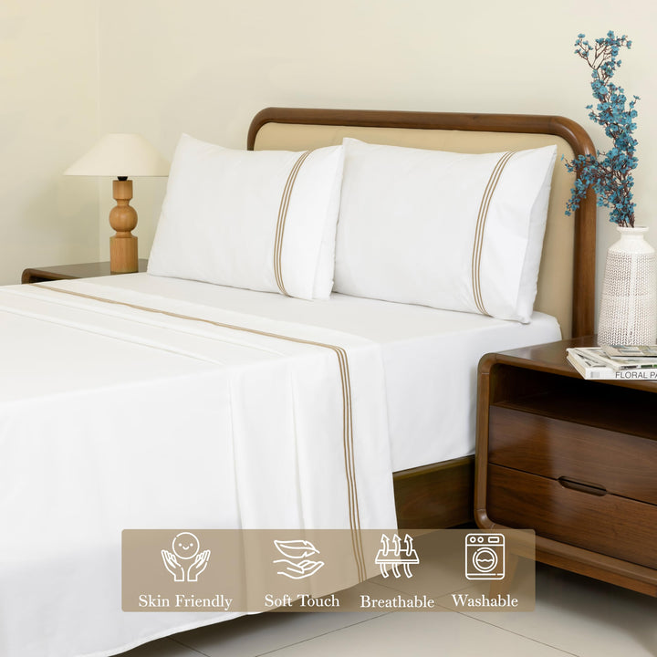 Cotton Percale Sheets Set (Brown)