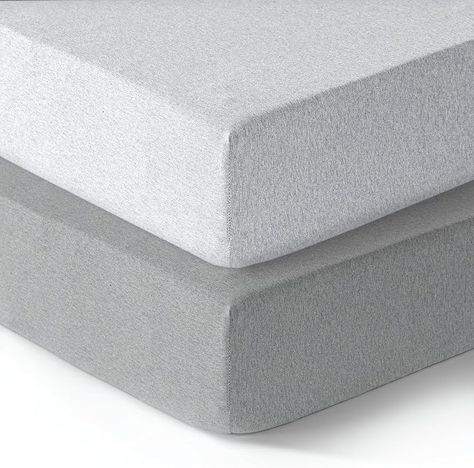 Jersey Crib Mattress Sheets Unisex Dark Grey/Silver Grey (Standard)