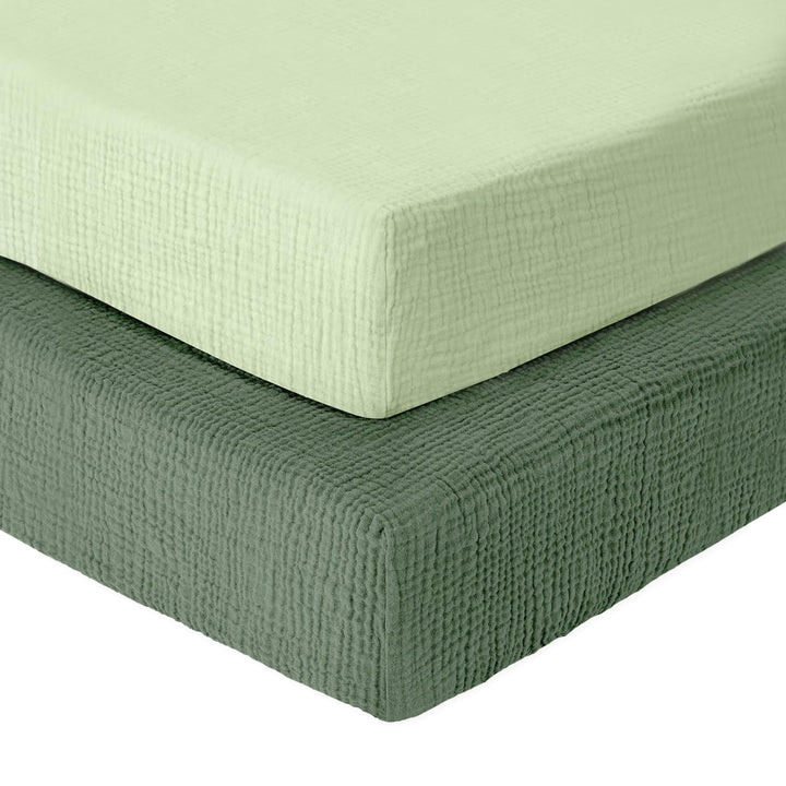 Muslin Crib Sheets Unisex Green/Light Green (Mini)
