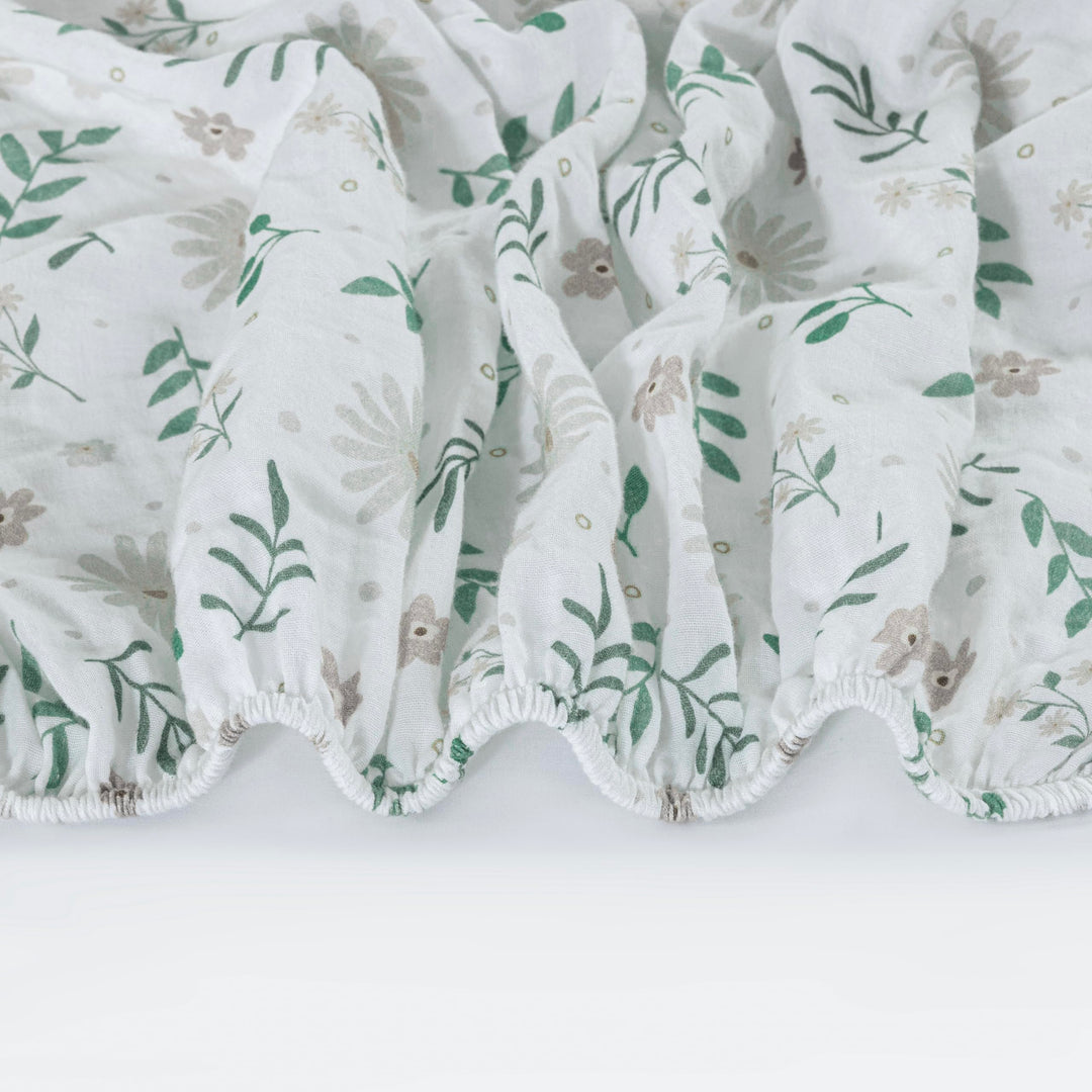 Muslin Crib Sheets Unisex Flowers (Mini)