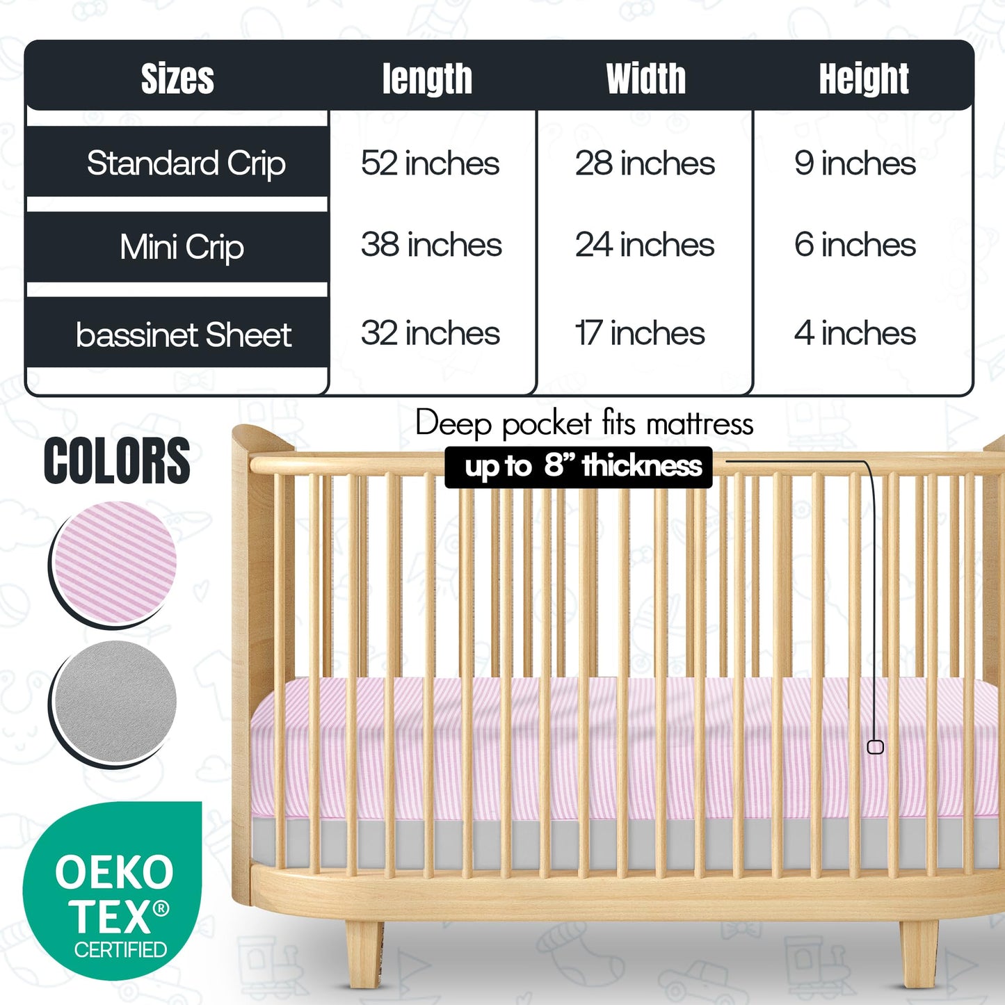 Dreamology Crib Sheets for Girls,Boys,2 Pack,100% Cotton Standard Crib Sheets | Soft and Breathable | Cotton Crib Sheet Fitted and Toddler Mattress Sheet,28x52 Mattress Sheet | Grey/Silver Grey