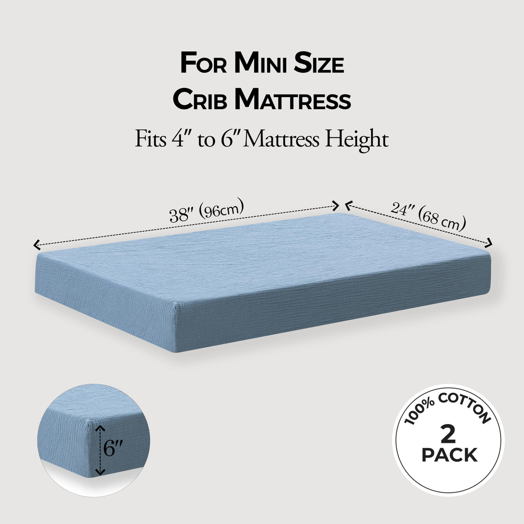 Muslin Crib Sheets Unisex Blue/Light Blue (Mini)