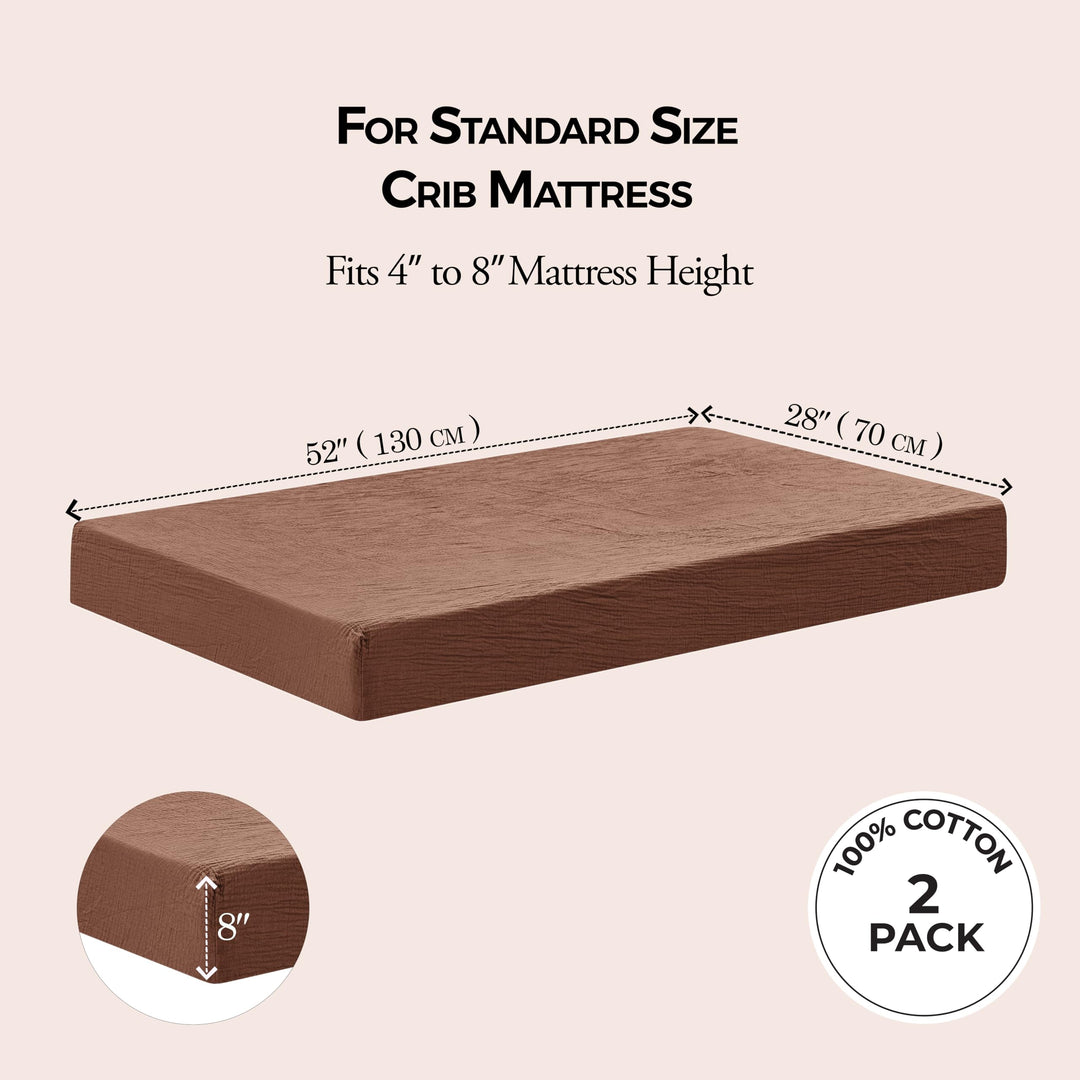 Muslin Crib Sheets Unisex Rust/Ecru (Standard)