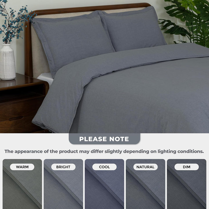 Dreamology White Duvet Cover Luxury Hotel-Quality 100% Cotton Sateen T300 Embroidered Duvet Cover with 2 Pillow Shams Hypoallergenic Button Closure 3 Pieces