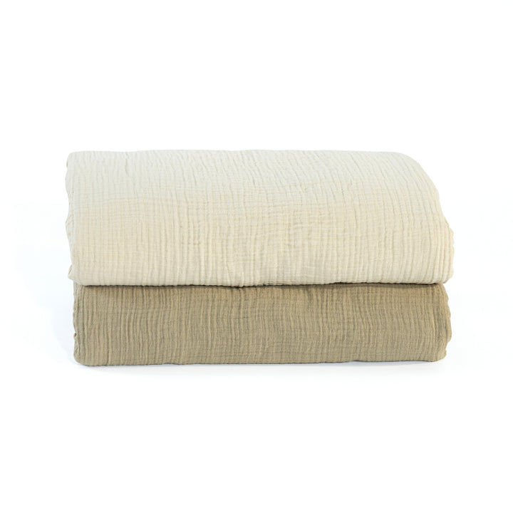 Muslin Swaddle Blankets Unisex Olive/Ecru 2 Pack