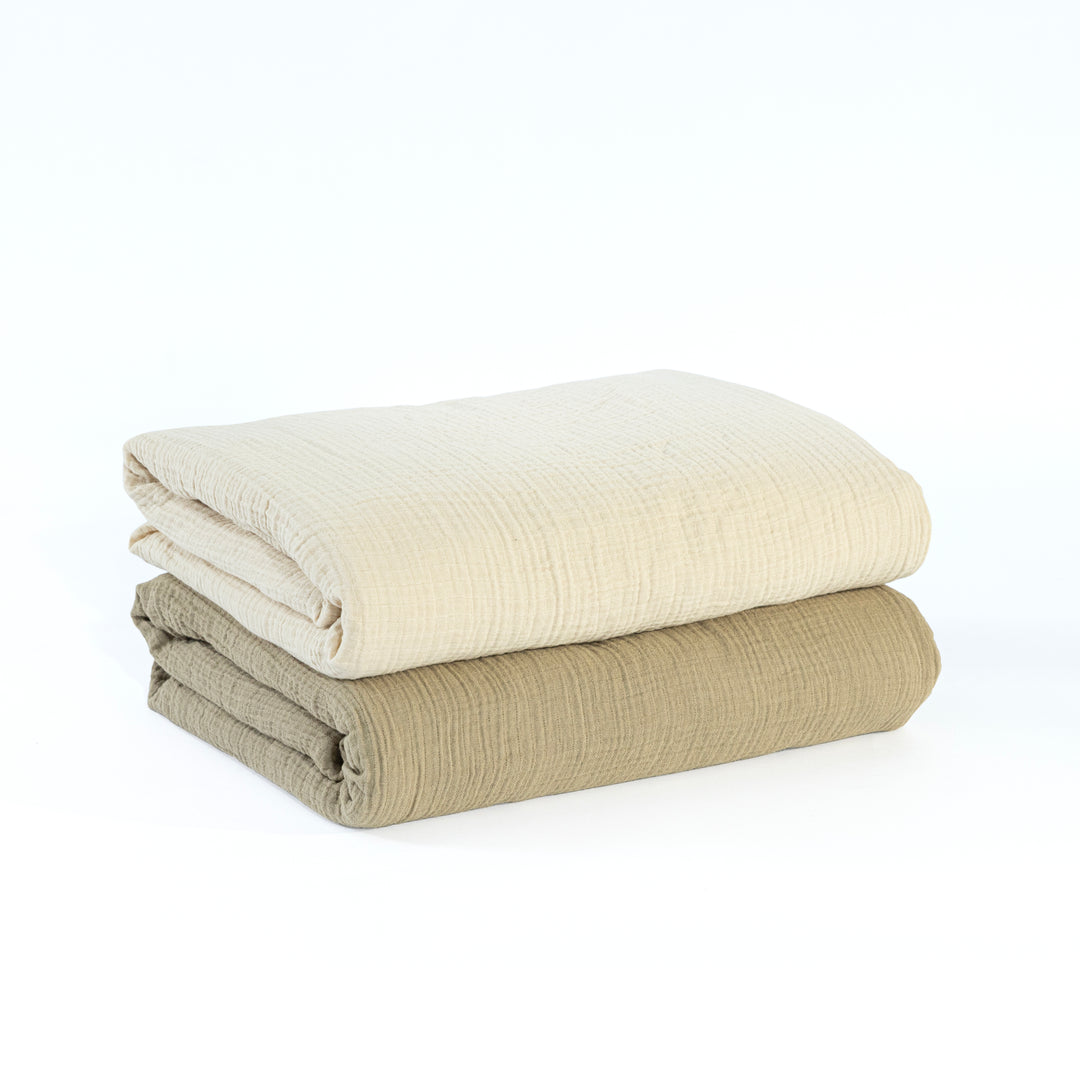 Muslin Swaddle Blankets Unisex Olive/Ecru 2 Pack