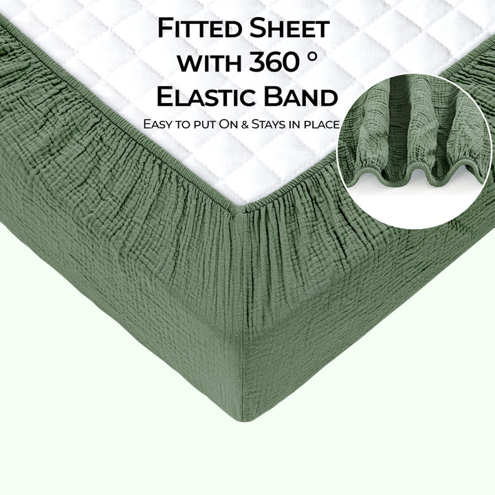 Muslin Crib Sheets Unisex Green/Light Green (Mini)
