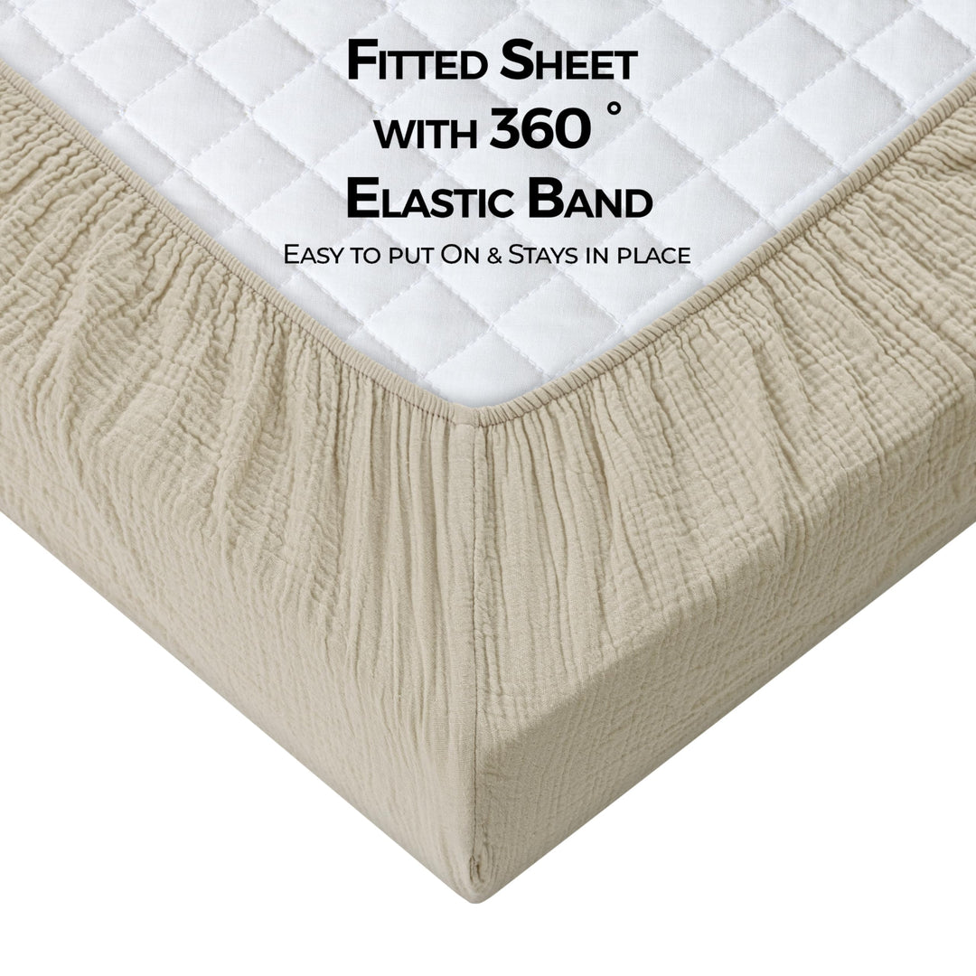 Muslin Crib Sheets Unisex Brown/Ecru (Mini)