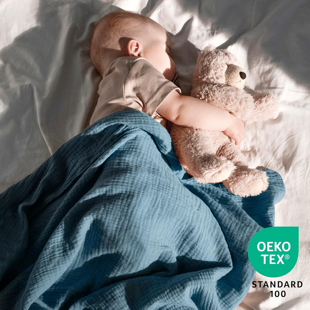 Muslin Swaddle Blankets Unisex Blue/Light Blue 2 Pack