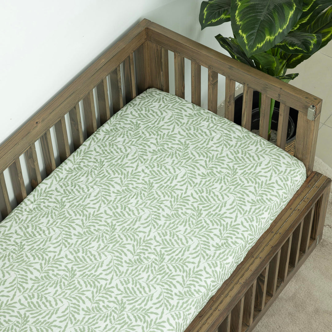 Muslin Crib Sheets Unisex Leaves (Standard)