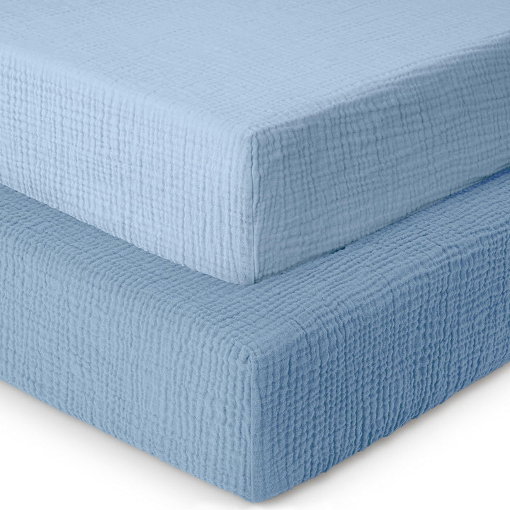 Muslin Crib Sheets Unisex Blue/Light Blue (Mini)