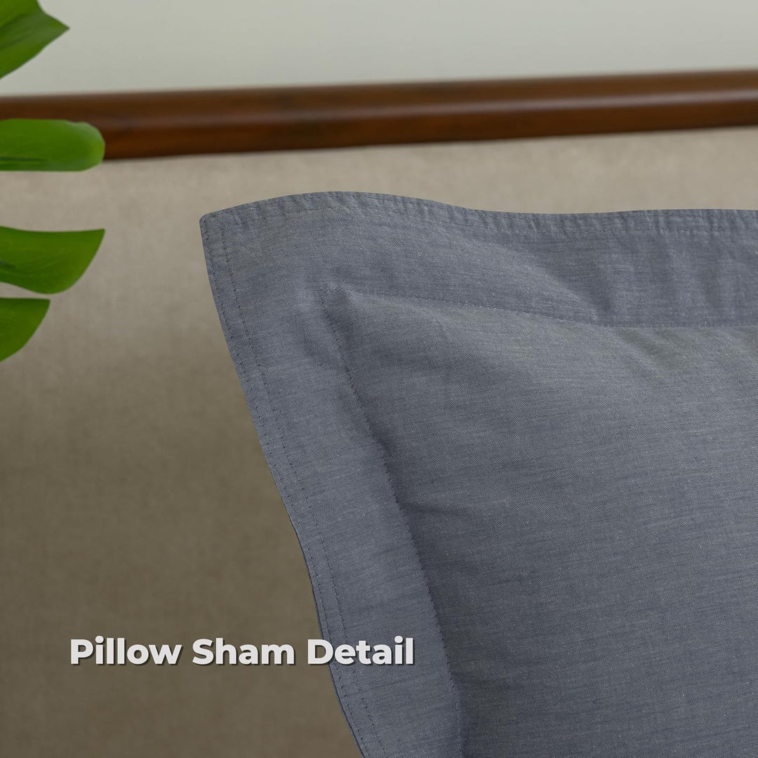 Dreamology White Duvet Cover Luxury Hotel-Quality 100% Cotton Sateen T300 Embroidered Duvet Cover with 2 Pillow Shams Hypoallergenic Button Closure 3 Pieces