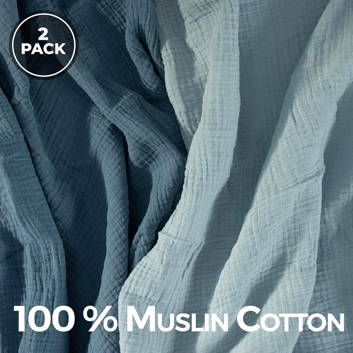 Muslin Swaddle Blankets 3 PACK Blue/Light Blue/Ecru